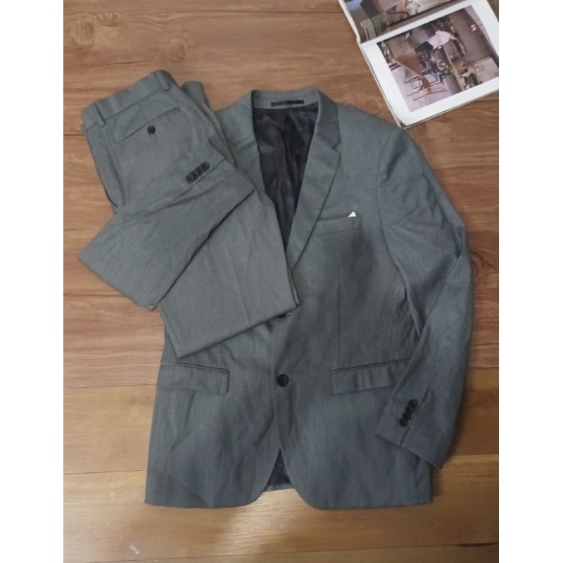 topman grey set up stelan jas  jas slimfit L