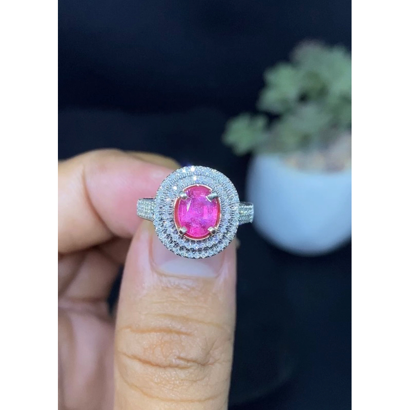 Cincin Emas Cincin Berlian Batu Pink Sapphire Ping Safir Berlian Eropa