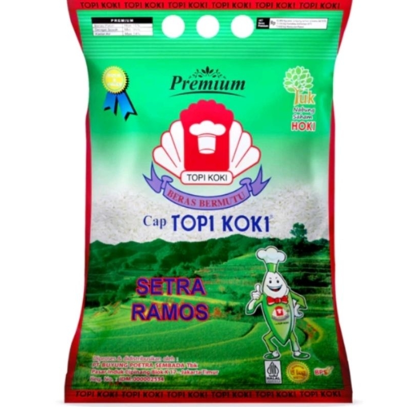 

BERAS TOPI KOKI, LAHAP PREMIUM ,SETRA PULEN DLL 5kg