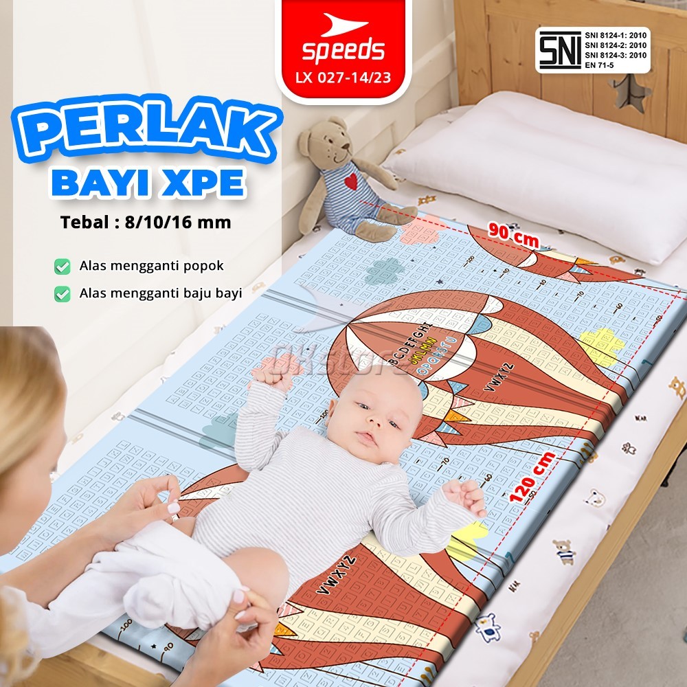 SPEEDS Playmat Perlak Bayi Anak Alas Tidur Tas Playmate Bayi Matras Lipat Playmat Motif Polos Bahan 