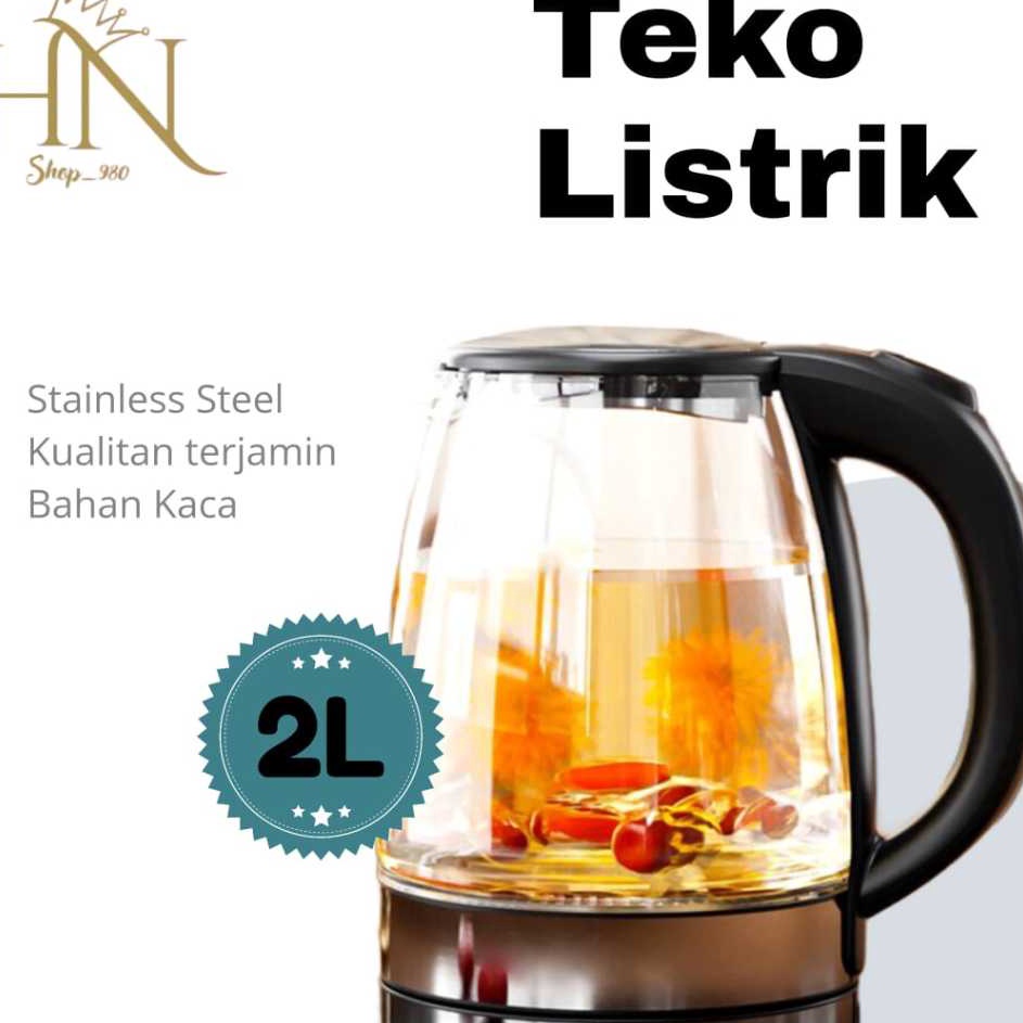 Teko elektrik kettle 2L kaca tipe SQRS