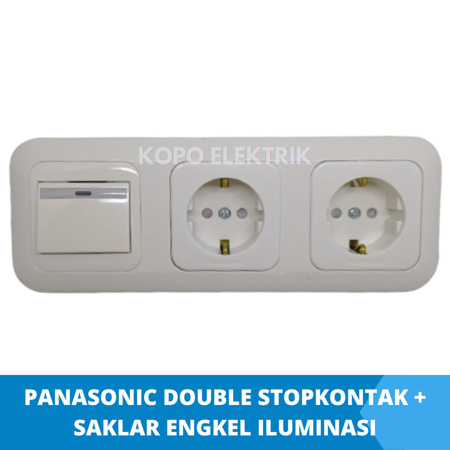 Panasonic Double Stopkontak + Saklar Engkel Iluminasi