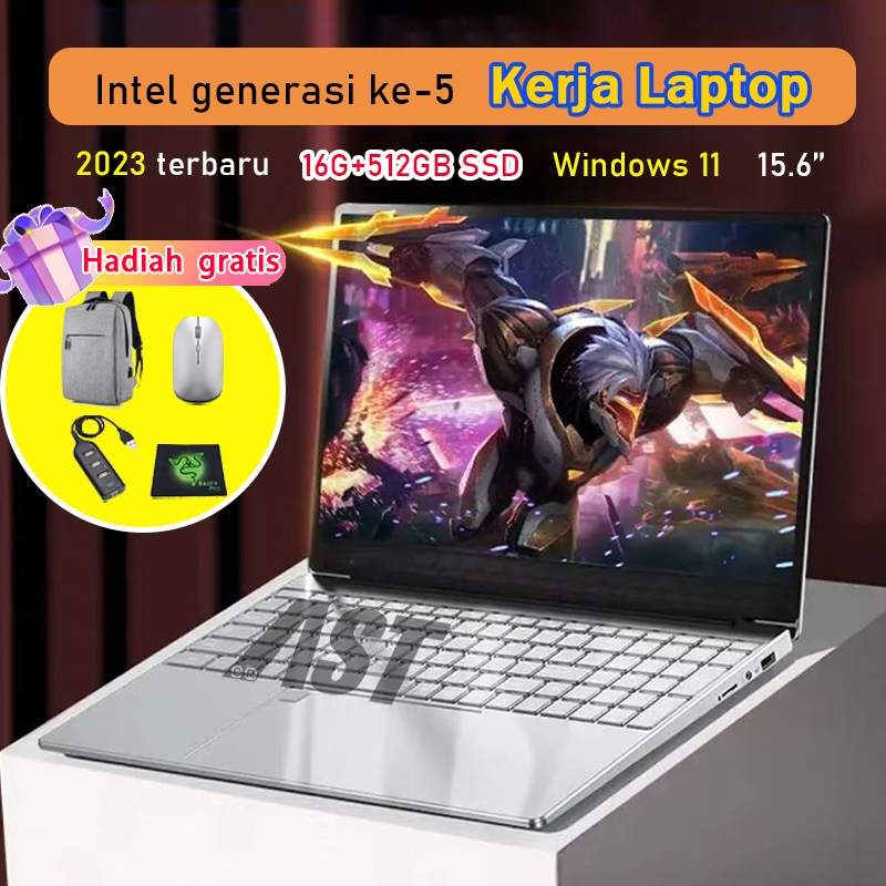 Laptop 2023 Baru Intel N5095 15.6 inci 12G+512GB SSD Silver Install Windows 11+Office Garansi Nasion