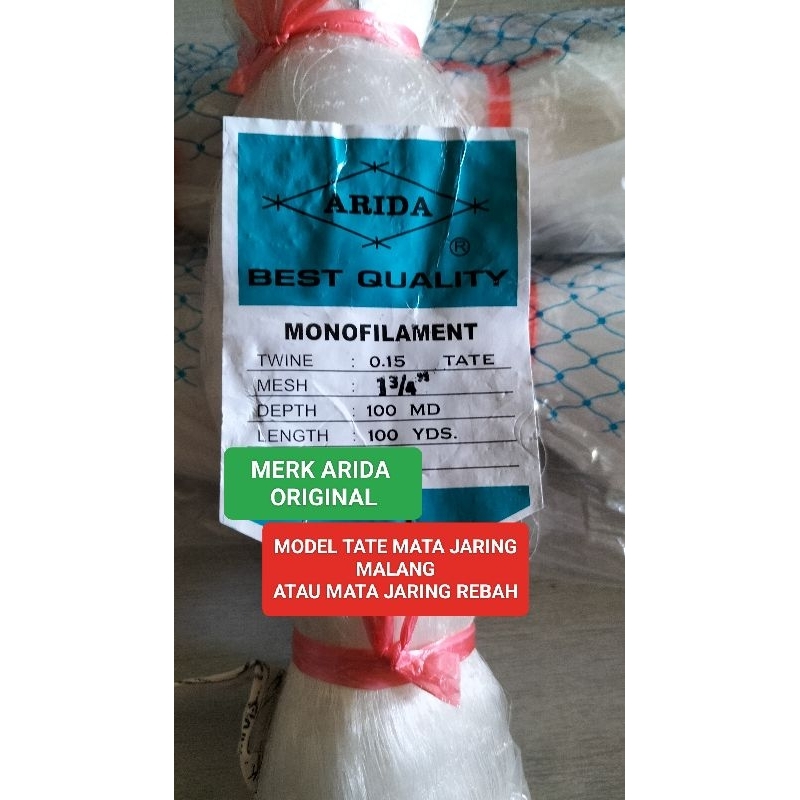 Jaring Ikan Arida 0.15 1¾ inchi 100md/100yds tate Jaring Ikan Senar Pukat ikan jaring arida jaring i