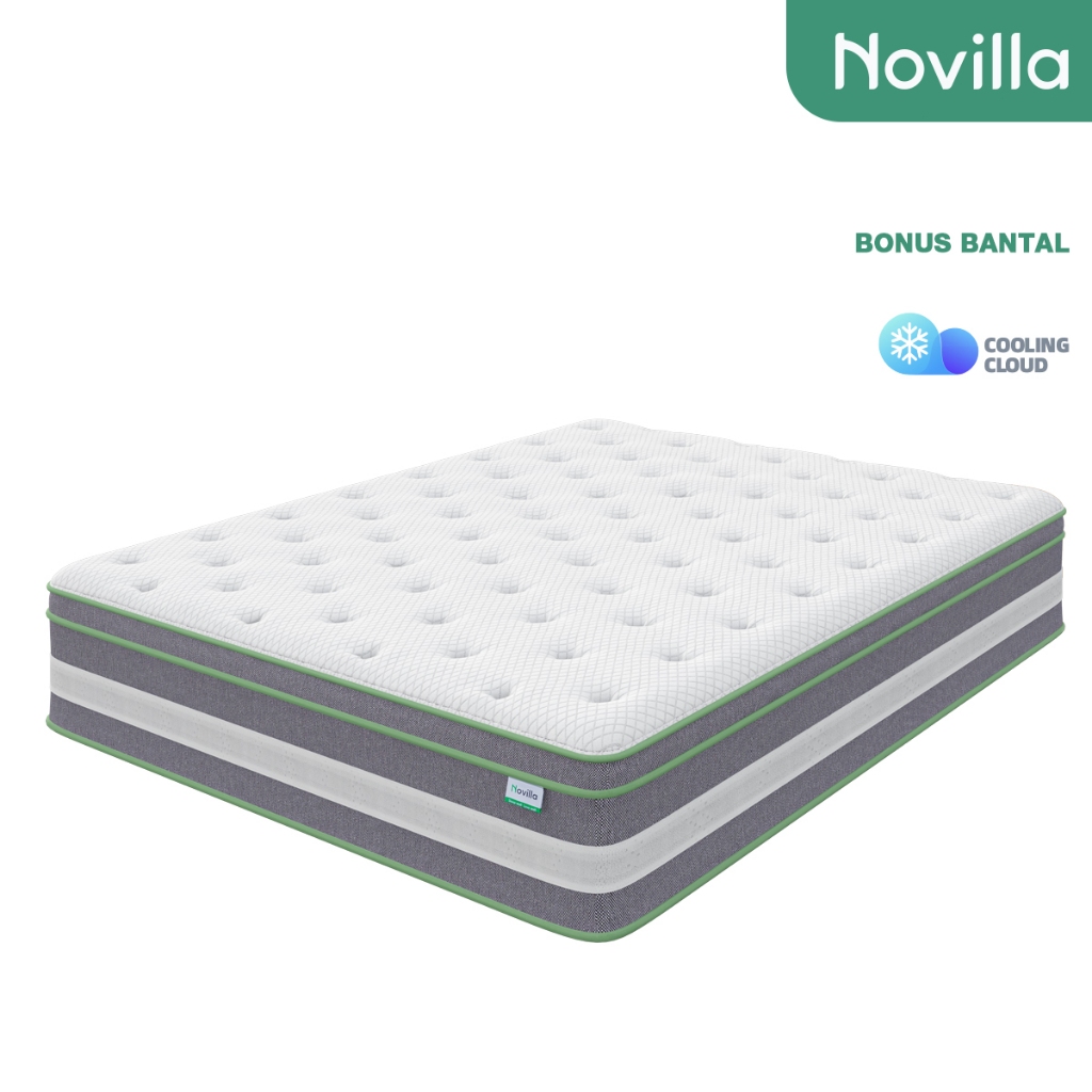 Novilla kasur dipan divan spring bed tebal 27cm empuk sleep lantai matras anti lembab ukuran 120x200 kecil untuk 1 orang