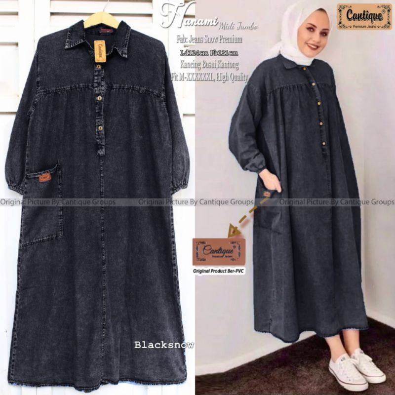 Hanamo MIDI dress jumbo // gamis bahan jeans ori by cantique