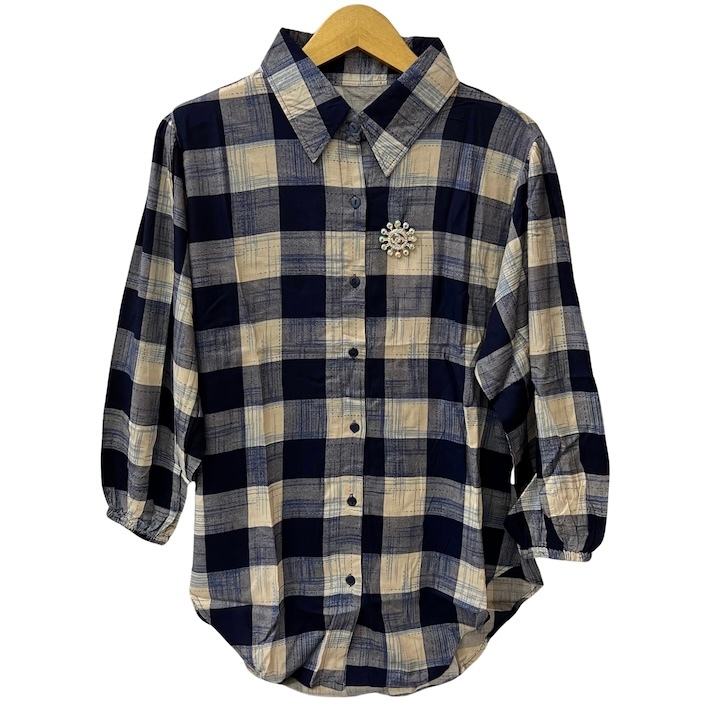 (Free Bros) Pakaian Wanita / Atasan Wanita / One Size / Kemeja Wanita Kekinian / Kemeja Motif Kotak 