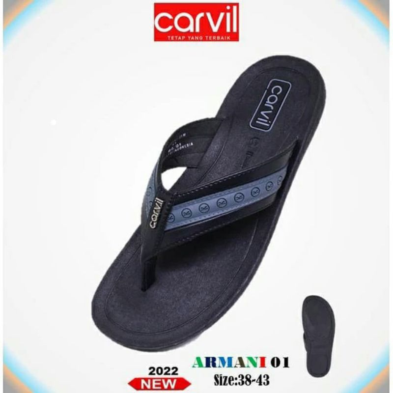 Carvil Sandal Jepit Casual Pria Armani 01 M Black
