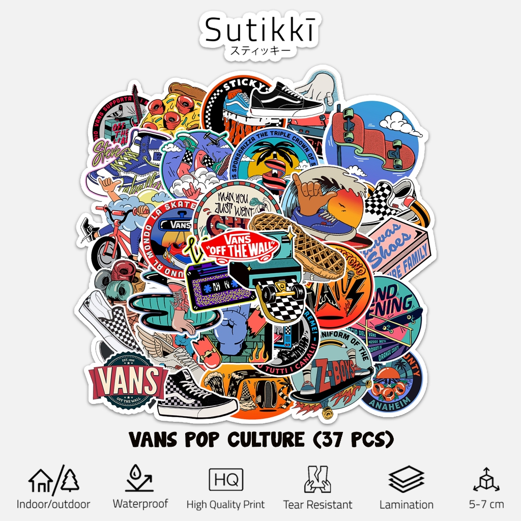 

Sutikki | Sticker Pack Vans SkateBoard Skate Board Sepatu Sneakers Vinyl Sneaker Sepeda BMX Pop Culture