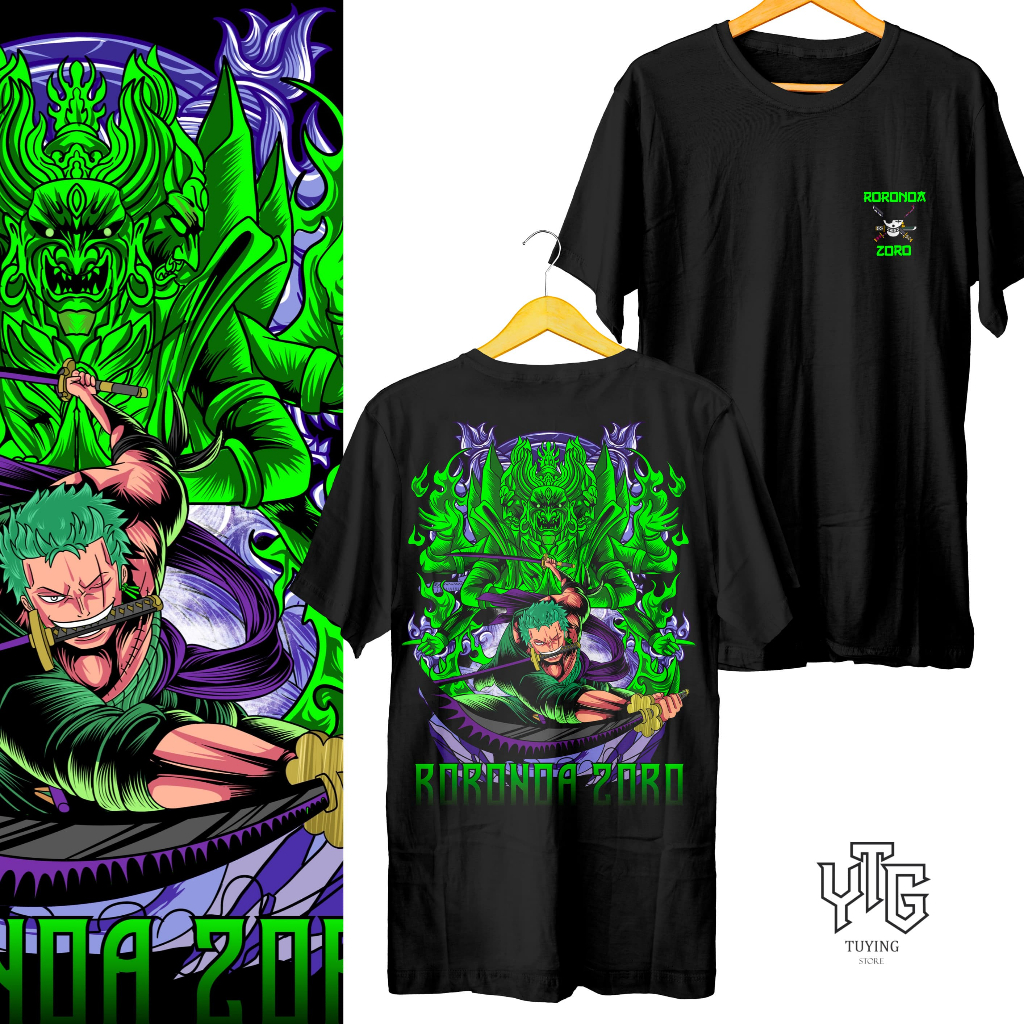 

ID T-SHIRT RORONOA ZORO COTTON COMBED 24S 170GSM TANPA JAHITAN SAMPING