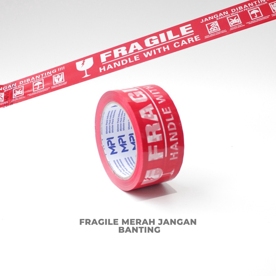 

MEGA SALE Lakban Fragile Merah Jangan Dibanting 1Yard Master Pack Indonesia