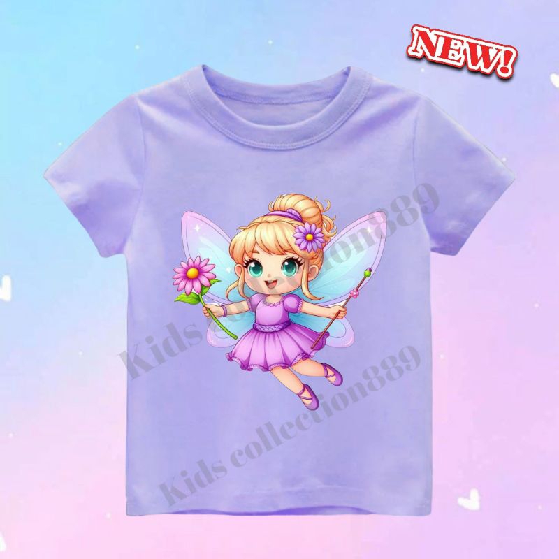 Baju Kaos anak perempuan/ atasan anak cewek gambar Peri Bunga Cantik