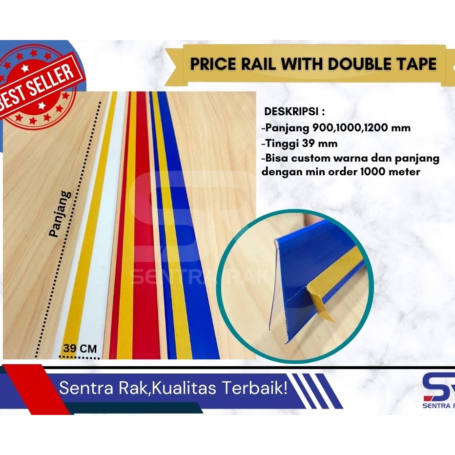 

C6369 Price rail Price Card Label Harga tipe Double Tape 9 cm