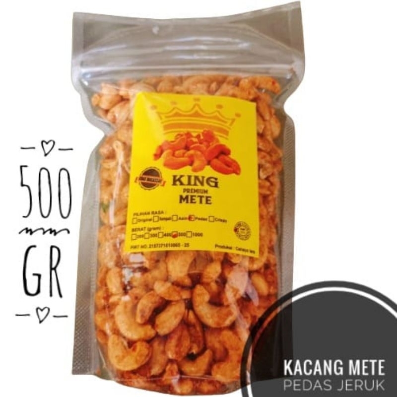 

Kacang Mete / Mede / Mente Pedas Daun Jeruk isi 25 Gram 50 Gram dan 100 Gram