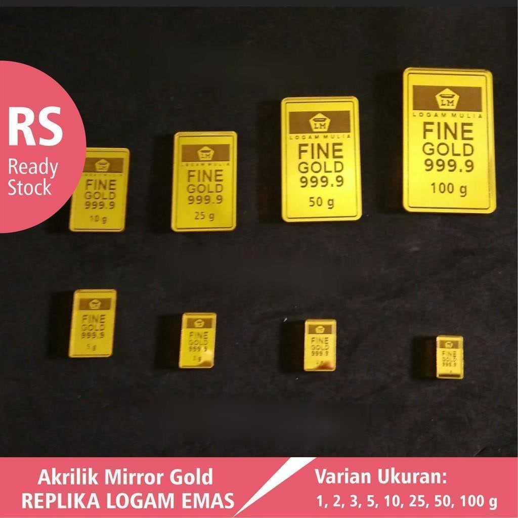(TERMURAH) Replika Logam Mulia Emas Batangan Akrilik Mirror Gold