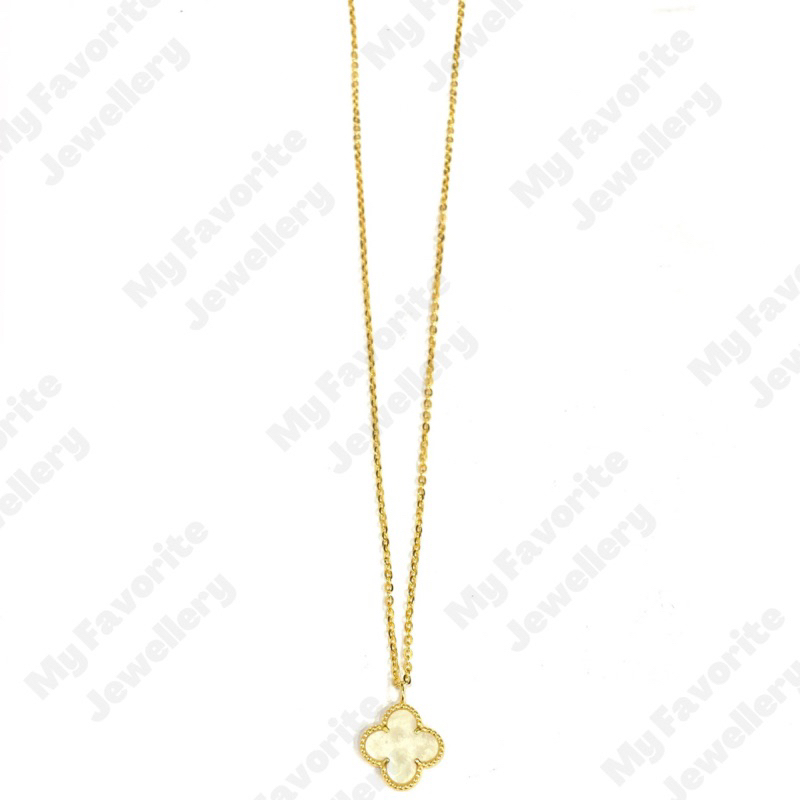 Kalung Fancy Clover Putih Emas Asli Kadar 700