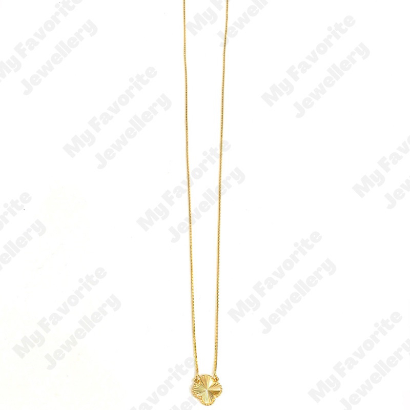 Kalung Italy Clover Polos Ringan Emas Asli Kadar 700