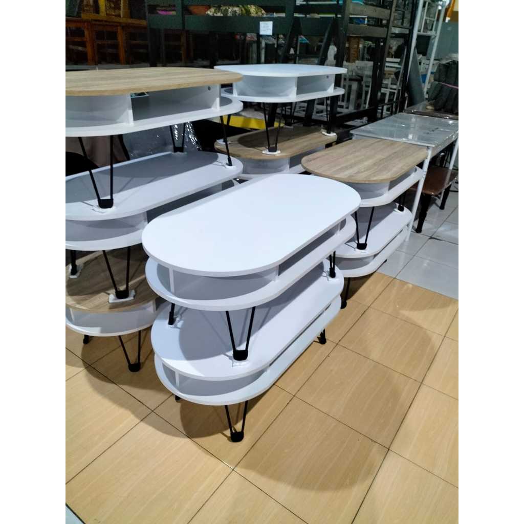 MEJA TAMU OVAL KAKI BESI / MEJA TAMU MINIMALIS / MEJA SOFA / MEJA LESEHAN / MEJA KOPI / MEJA DEKORAS