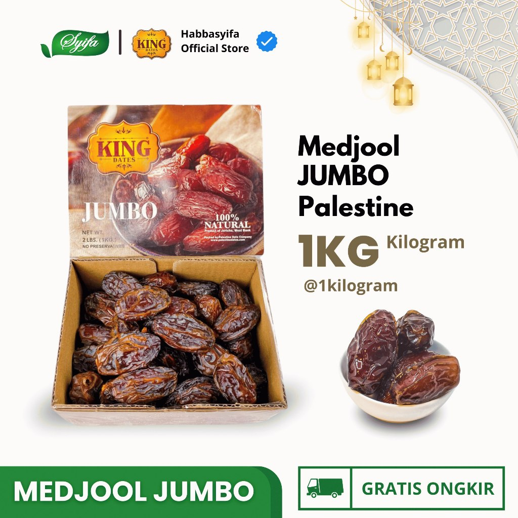 

Kurma Medjol Jumbo Premium Palestin Dates Medjoul 1kg King Dates