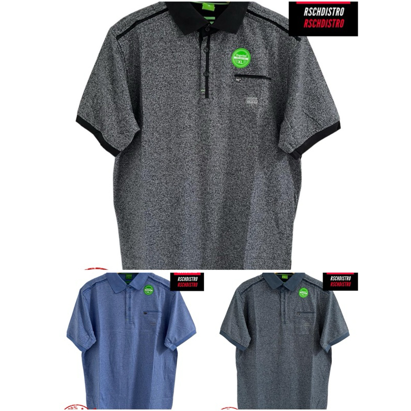 Kaos Kerah Fasion Pria HUGO CLASS Original Poly Bintik Bercak SYROPEP #1 L-XXL (Kancing Kantong)