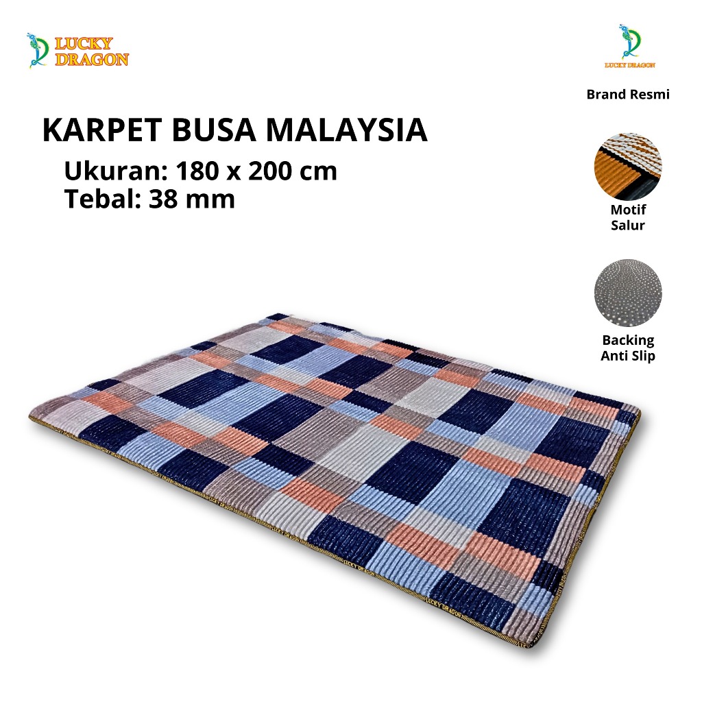 Karpet Malaysia Motif Salur Ukuran 180x200 CM Tebal 38 mm/Ambal Malaysia 6 kaki TEBAL DAN LEMBUT