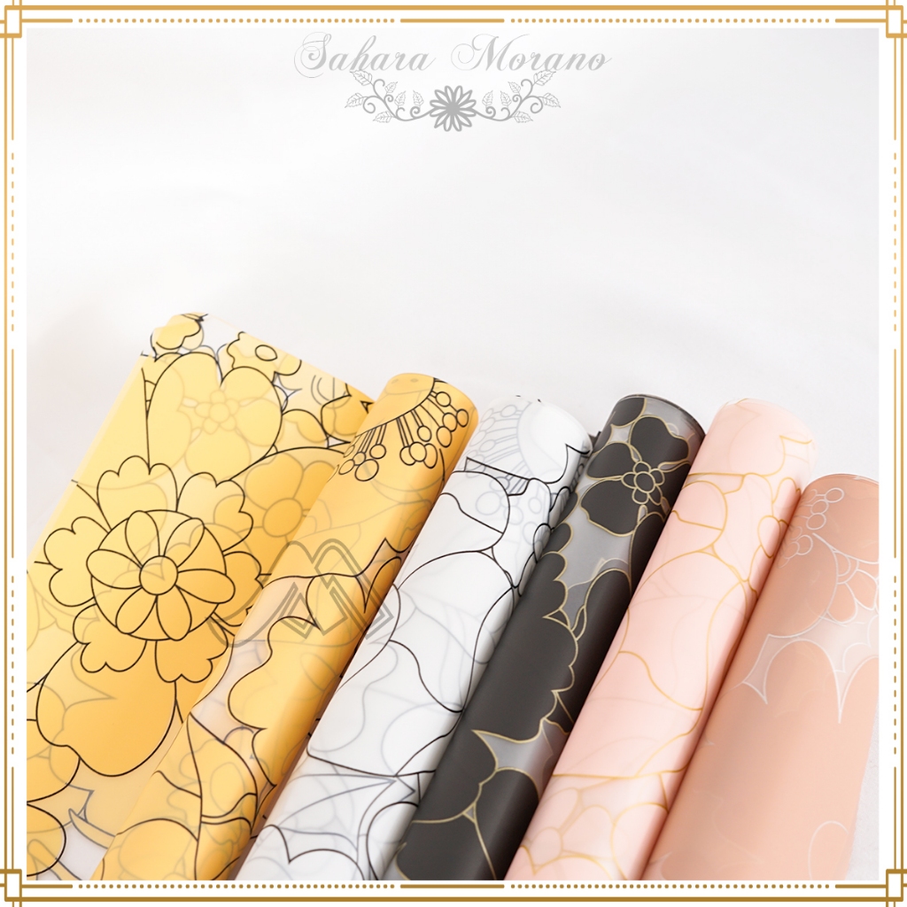 

D3v!! 20 Pcs Flower Wrapping Kertas Bunga Motif Bunga Cellophane Paper Untuk Buket Bucket Bunga