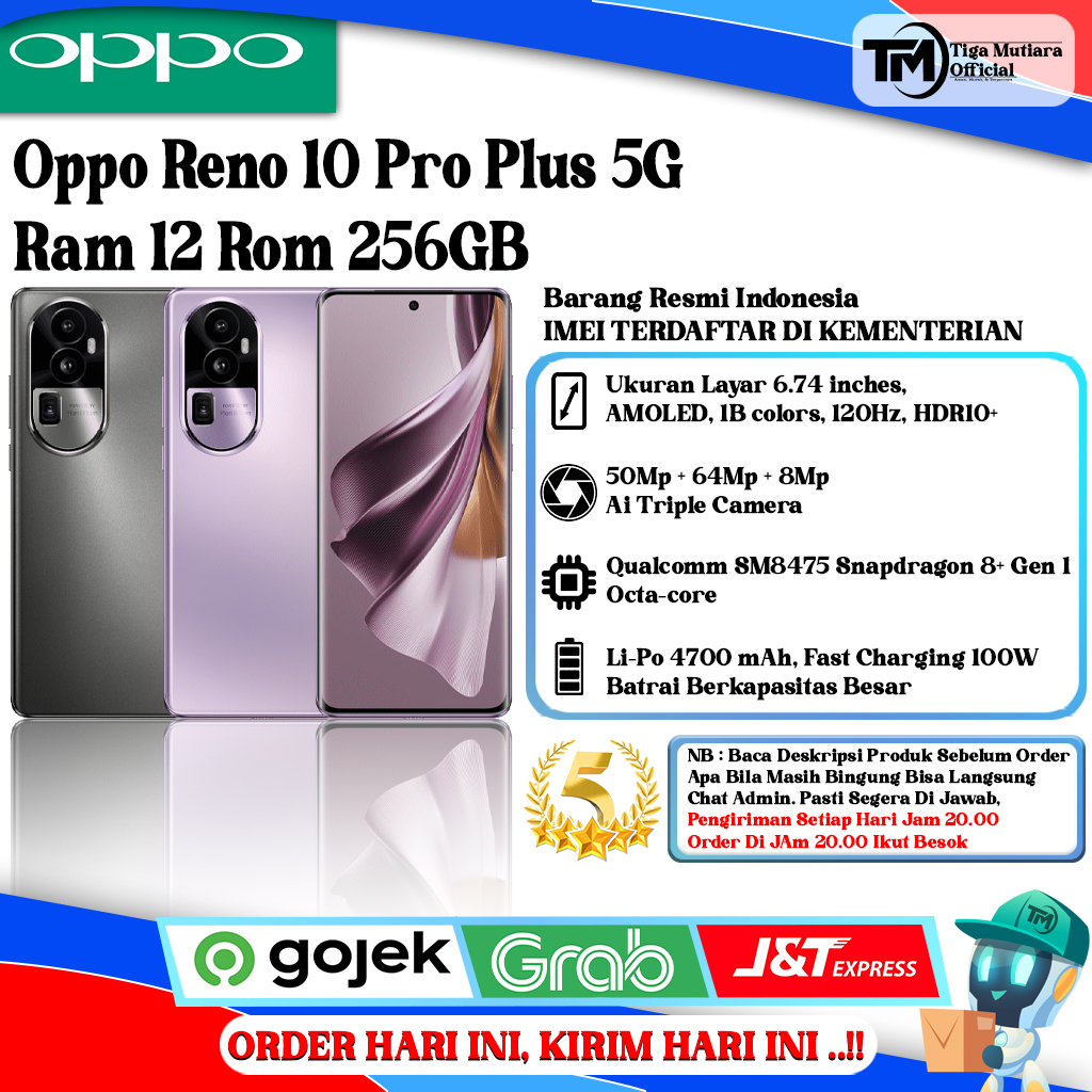 Oppo Reno 10 Pro Plus 5G Ram 12GB Rom 256GB Segel Original & Bergaransi Resmi