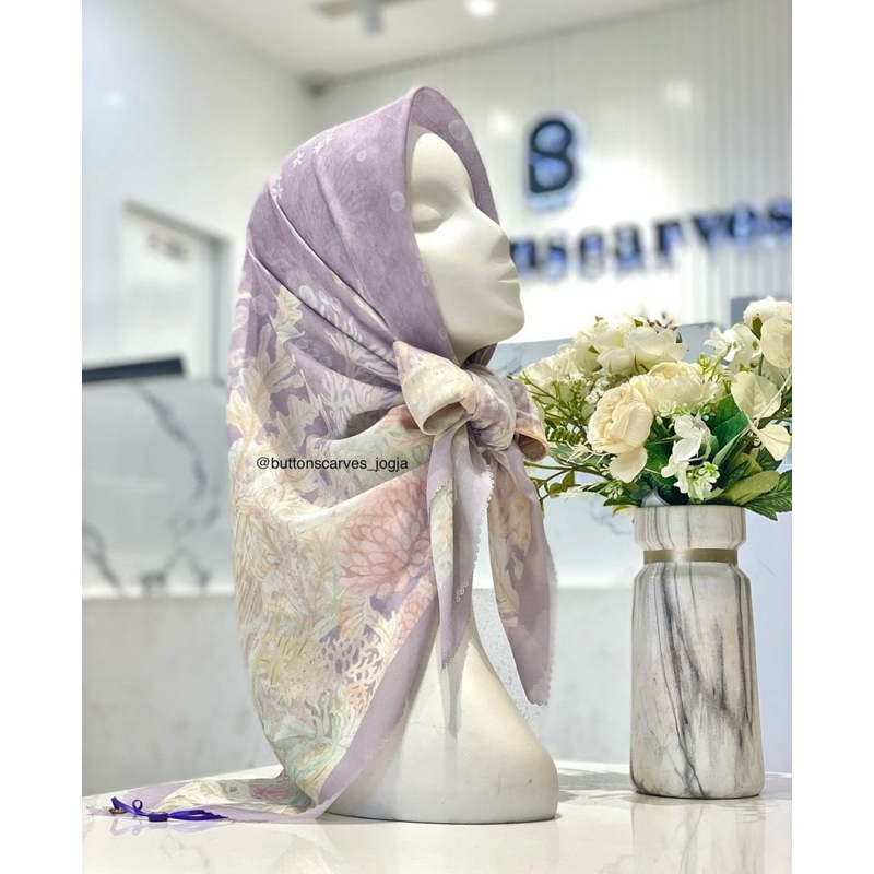 BUTTONSCARVES the Little Mermaid Satin Square Acropora