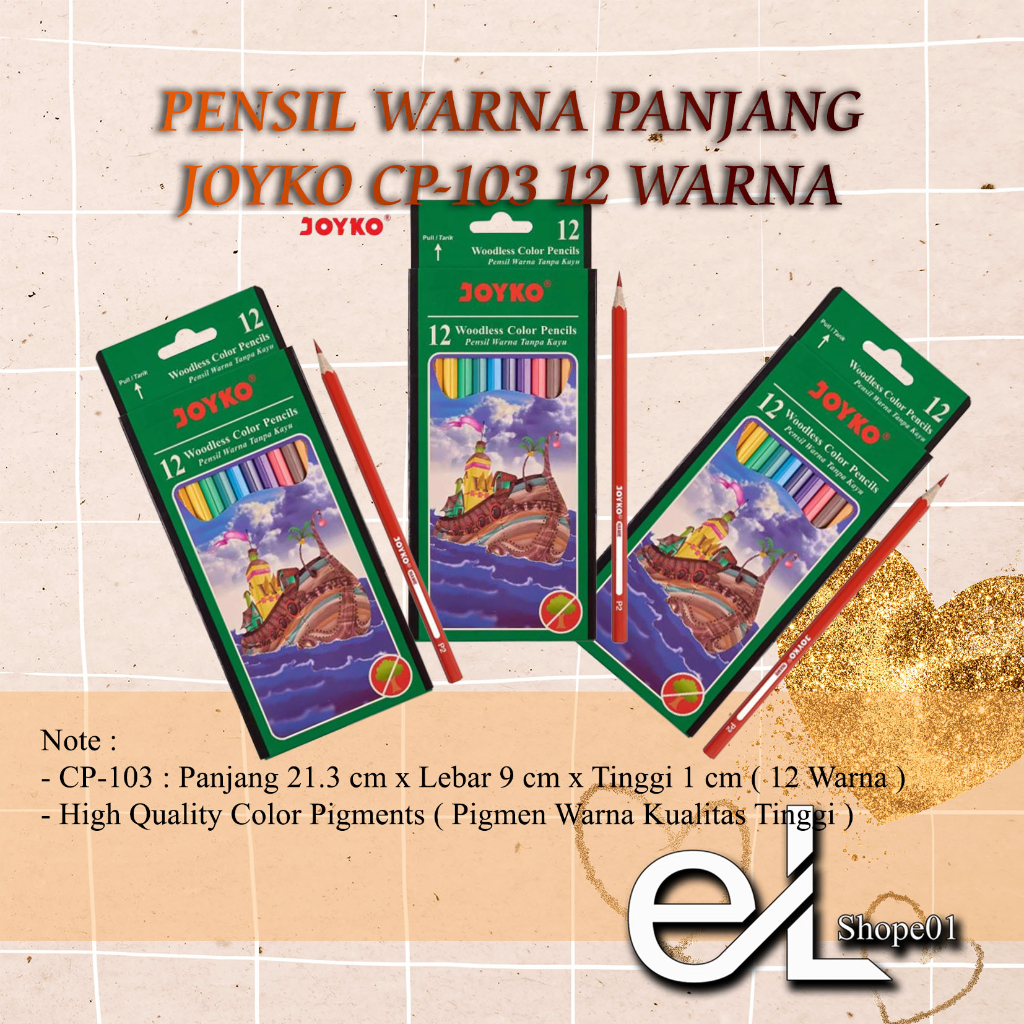 

Joyko Pensil Warna Panjang CP-103 12 Warna Perlengkapan Gambar Mewarnai / Alat Tulis Anak, Kantor