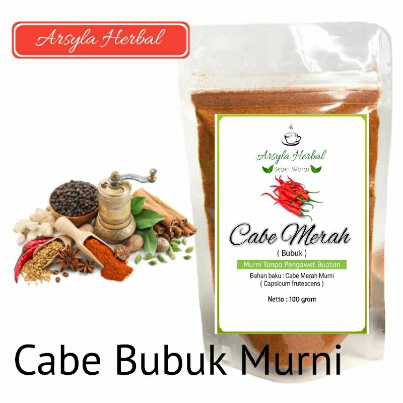 

Chili Powder / Cabe Bubuk / Bumbu Dapur Murni Tanpa Pengawet 100g Arsyla Herbal