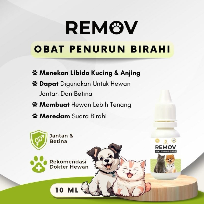Remov penurun birahi kucing anjing - Penurun birahi kucing anjing 10ml