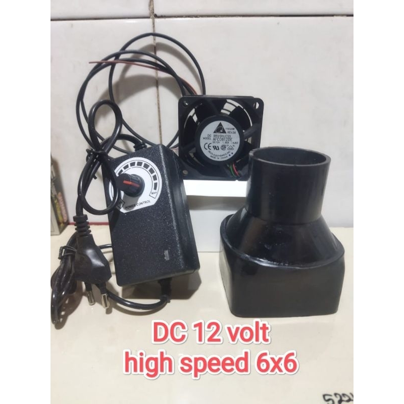 Blower kompor oli DC 12volt fan high speed 6x6 rpm 16000.tekanan angin kencang