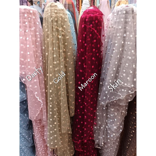 Import Terbaik Kain Tulle Embroidery Polkadot  Harga Per Setengah Meter 5 cm