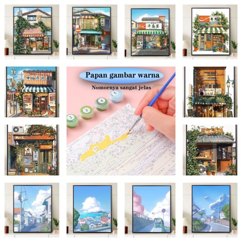 

Ready✨FRAMED Paint By Number 40 x 30 cm - painting kit 40x30 cm Diy set lengkap kit lukisan