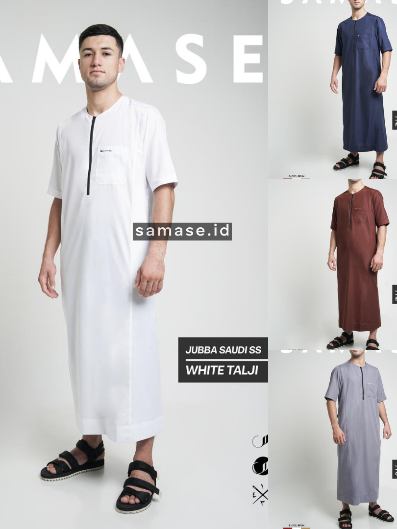 Jubah Samase Zipper S012 Gamis Pria Lengan Pendek