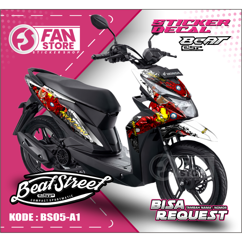 STIKER  DECAL MOTOR BEAT STREET OLD FULL BODY IRONMAN - BS