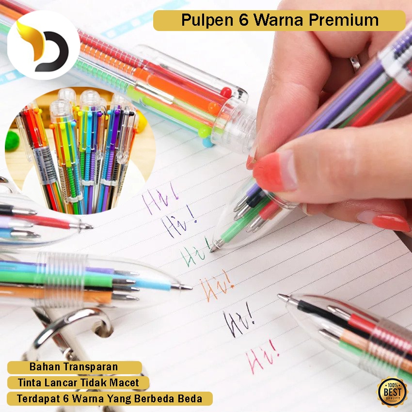 

Pulpen 6 Warna Alat Tulis Balpoin Belajar Anak Lucu Unik Pena Warna Warna Murah