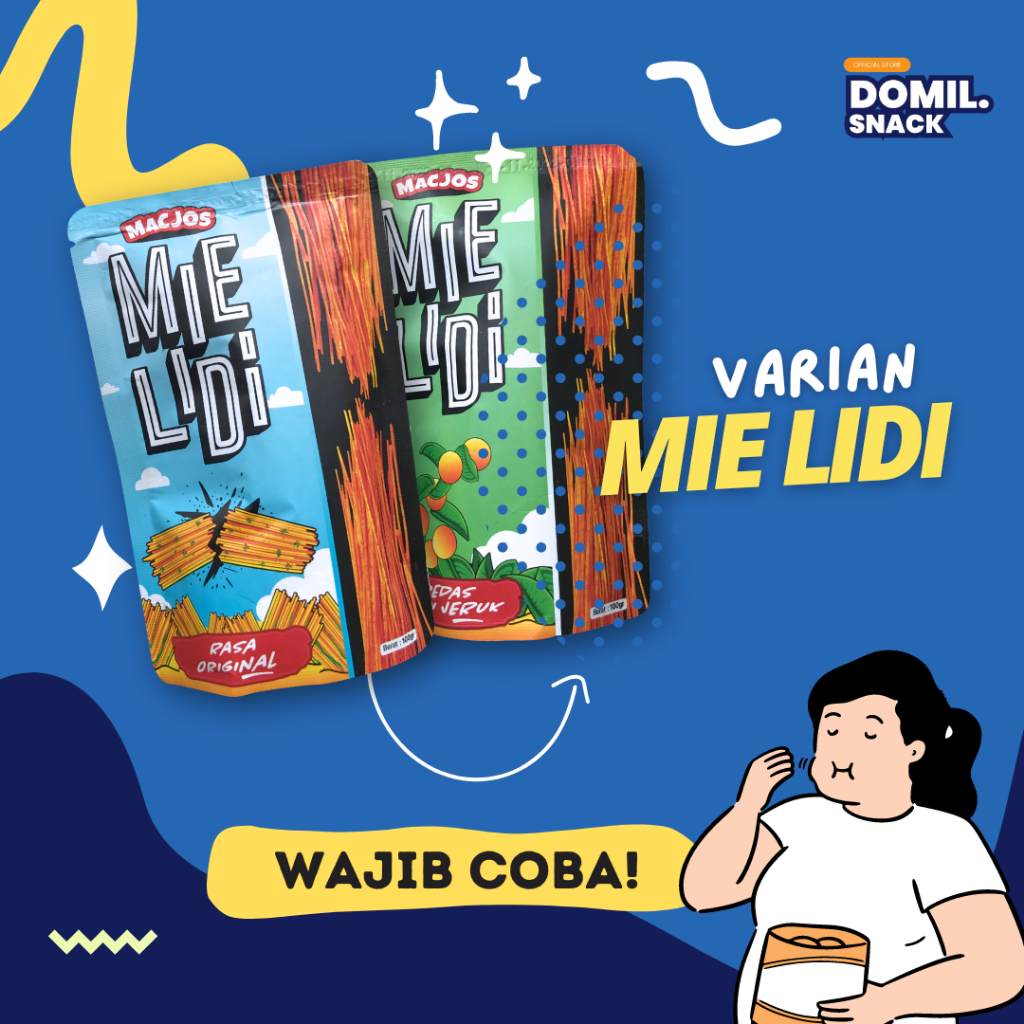 

DOMIL - Mie lidi jumbo varian original dan pedas daun jeruk / 100gr