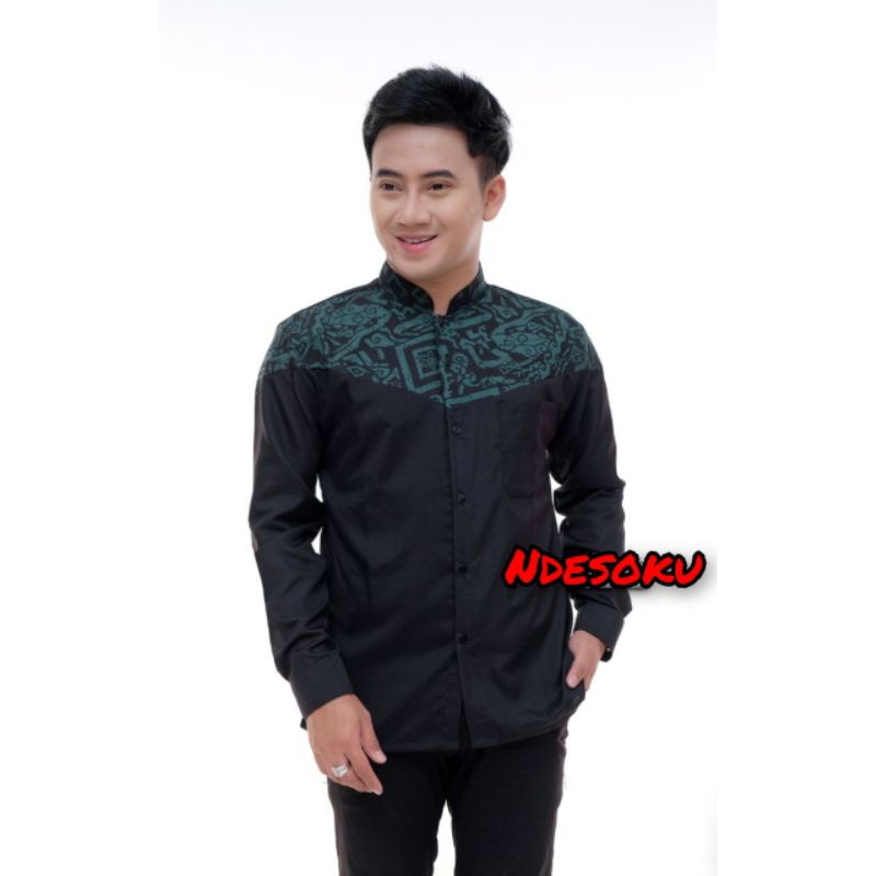 Baju koko pria lengan panjang bordir baju lebaran pria