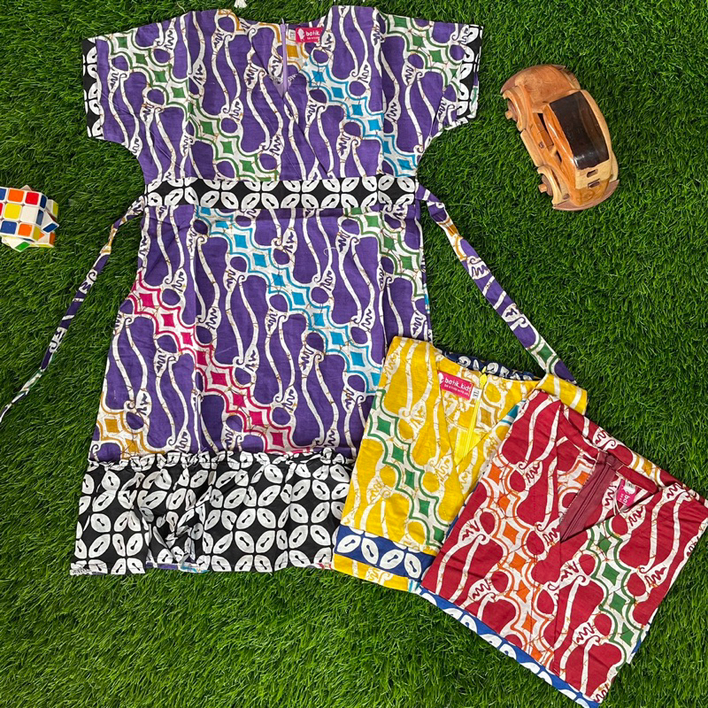 Batik Costume Dress Batik Anak Perempuan Andine Kuning Ungu Merah Biru Dress Batik Anak Andine Kunin