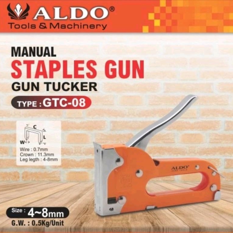 Staples Stapler Tembak Gun Tacker Aldo GTC 08 4-8mm