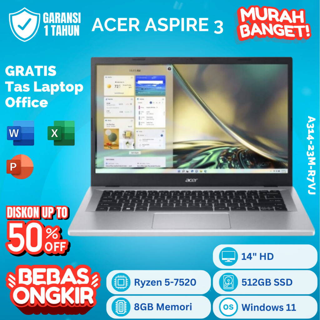 Laptop Acer Ryzen 5 | 8GB / 16GB | 512GB | 14" | Windows Ori