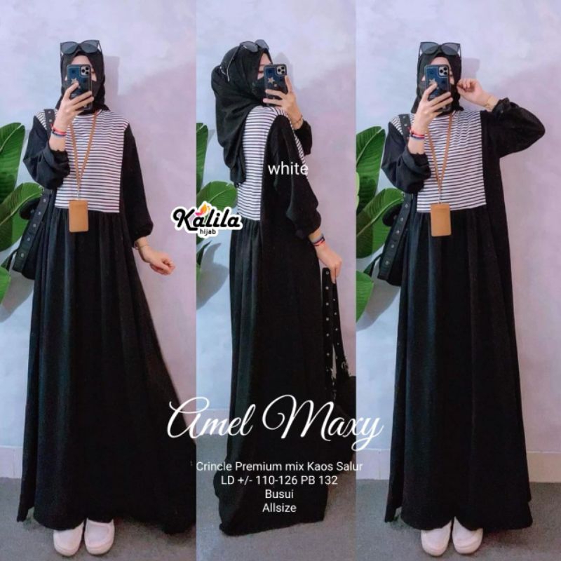 AMEL MAXY BY KALILA/GAMIS MAXY BAHAN CRINKLE PREMIUM MIX KAOS SALUR BUSUI