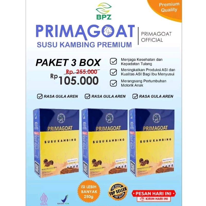 

Susu Kambing Etawa Primagoat Atasi Nyeri Sendi, Asam Urat dan Kesehatan Pernafasan rasa Gula Aren 3 Box