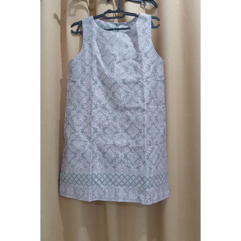 preloved minidres batik ungu silver emas gold pesta simple mewah gliter kain ulos lombok