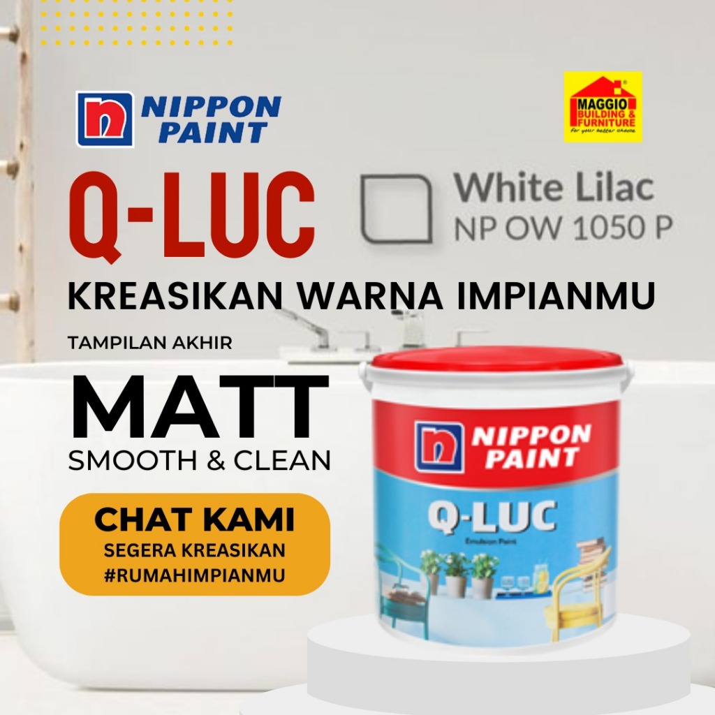 CAT TEMBOK PUTIH 5KG - CAT TEMBOK INTERIOR - CAT DINDING 5KG - QLUC WHITE 4.5KG - NIPPON