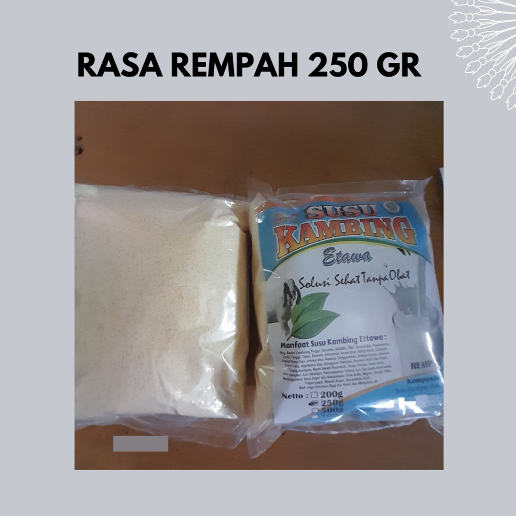 

Susu Kambing Etawa Kemasan Bubuk Rasa Rempah 250gr