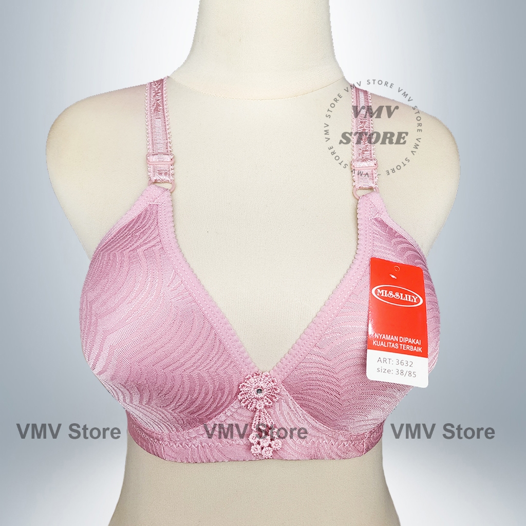 Bra Misslily 3632 Cup B Besar Bh Tanpa Kawat Kait 3 Embossed Cantik