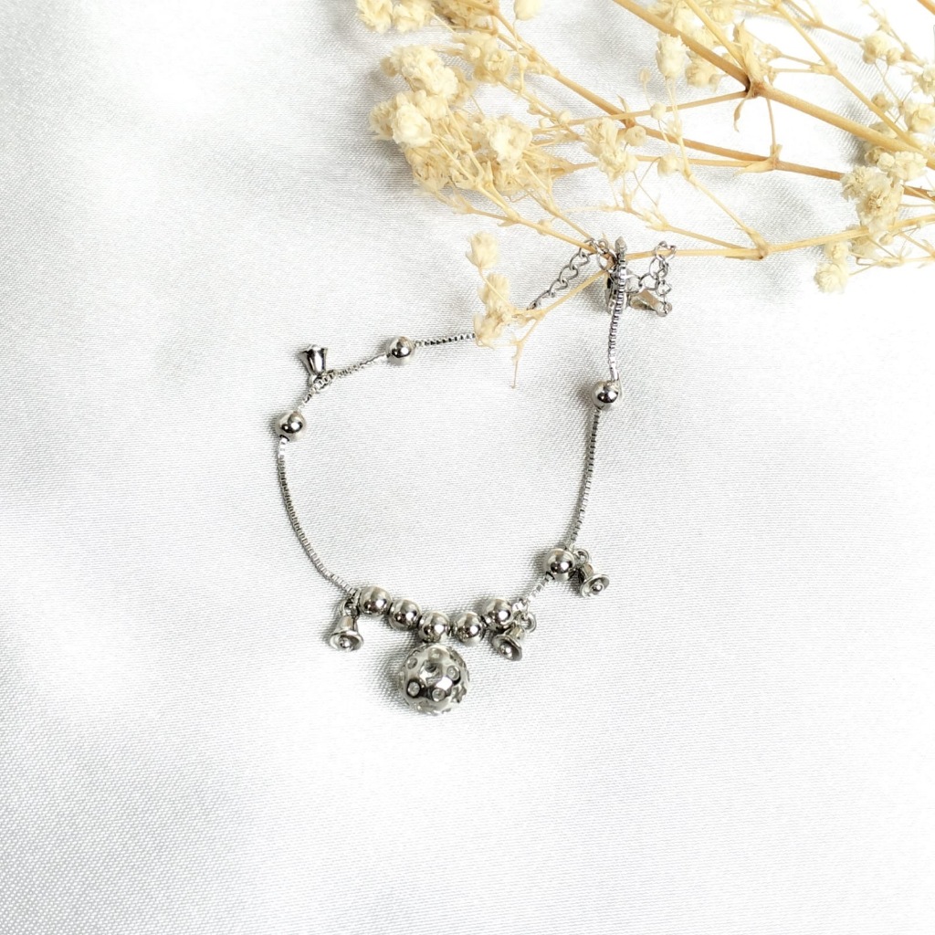Bracelets Boba Pandora -B4- Gelang Tangan Wanita Liontin Bulat Bola Bell Titanium Pandora Harian Ant