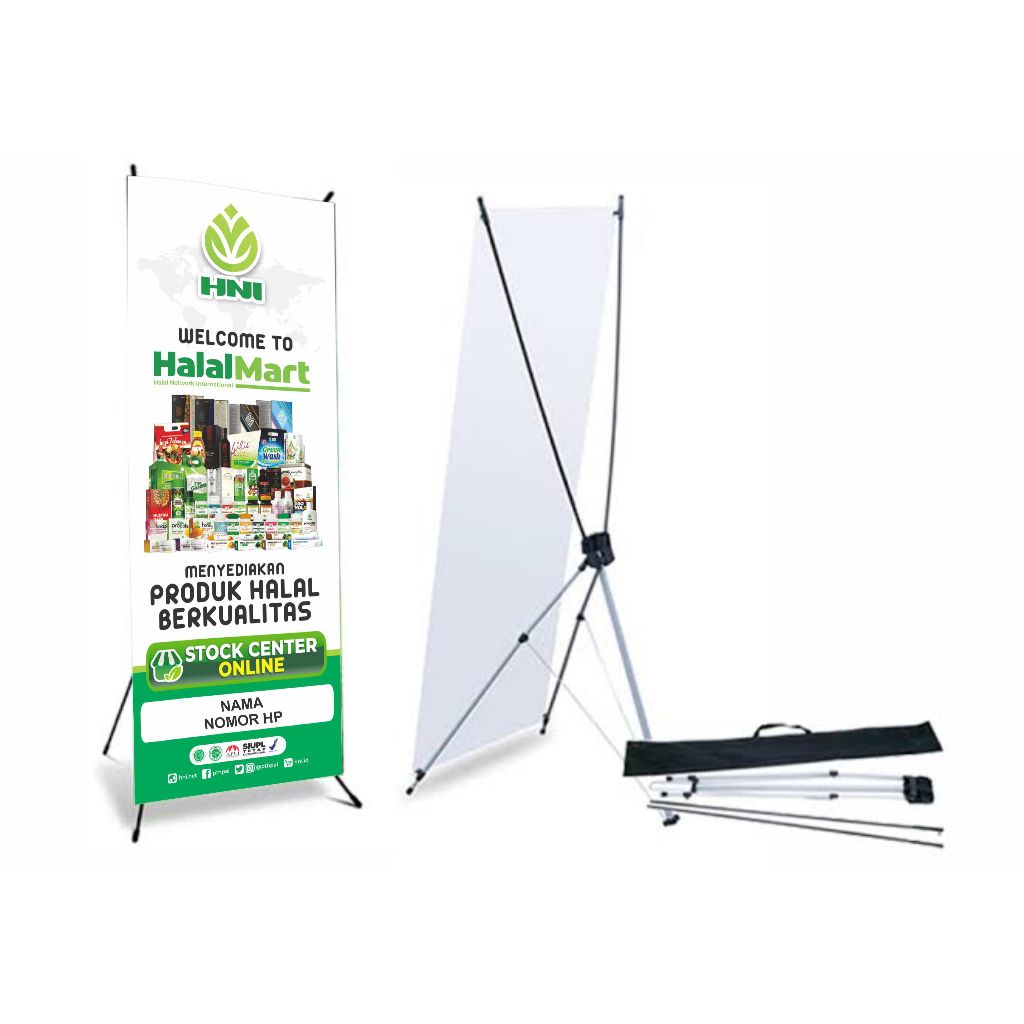 (FREE KAKI) X BANNER / STANDING BANNER HNI / HALALMART UK. 60X160CM, PLUS STANDING